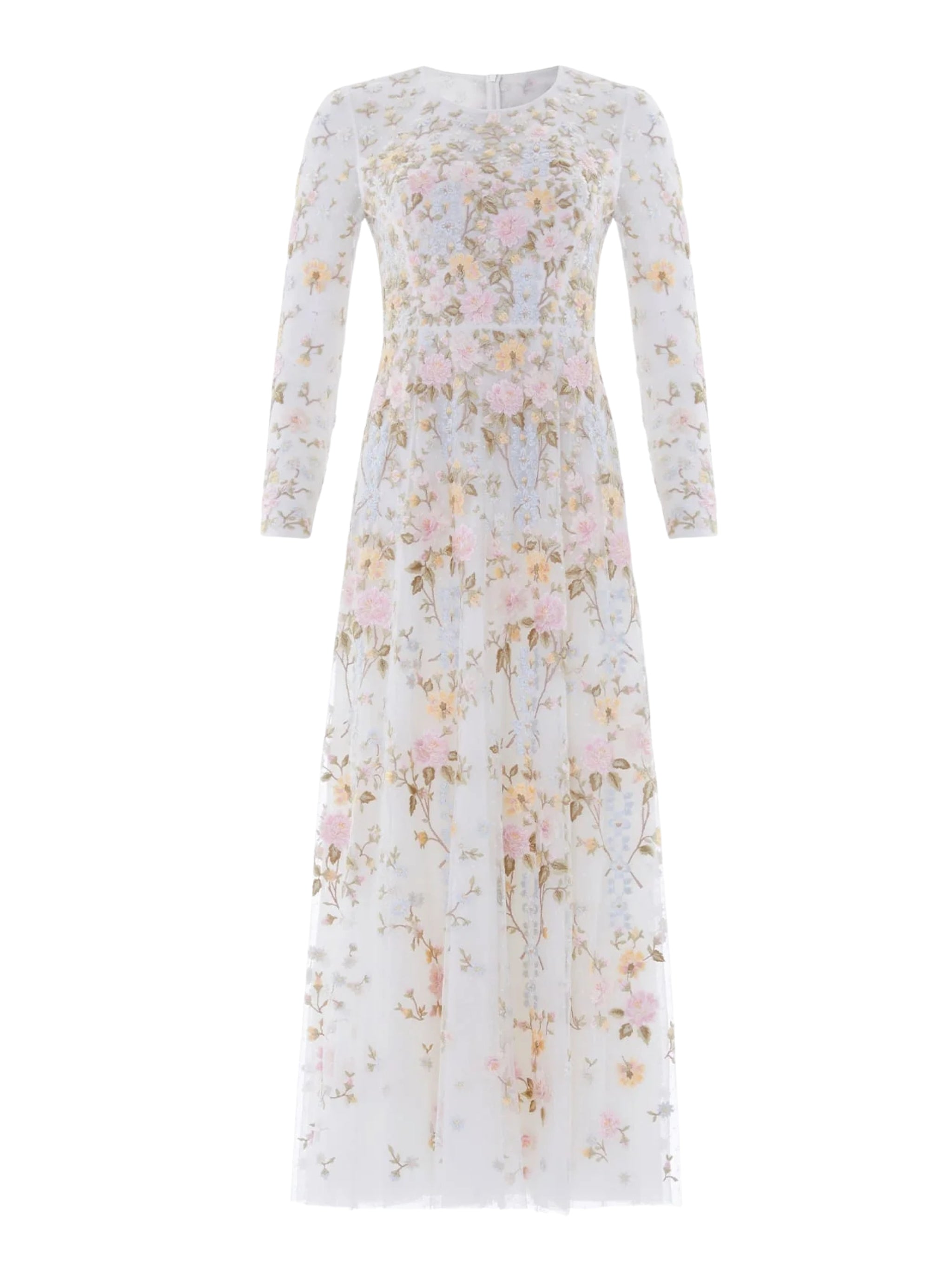 Garden rose long sleeve ankle gown