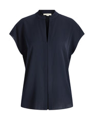 CAP SLV BLOUSE W/ CONTRAST HIDDEN PLKT