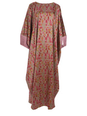 BROWN KAFTAN WITH DARK PINK ON THE SLEEVES