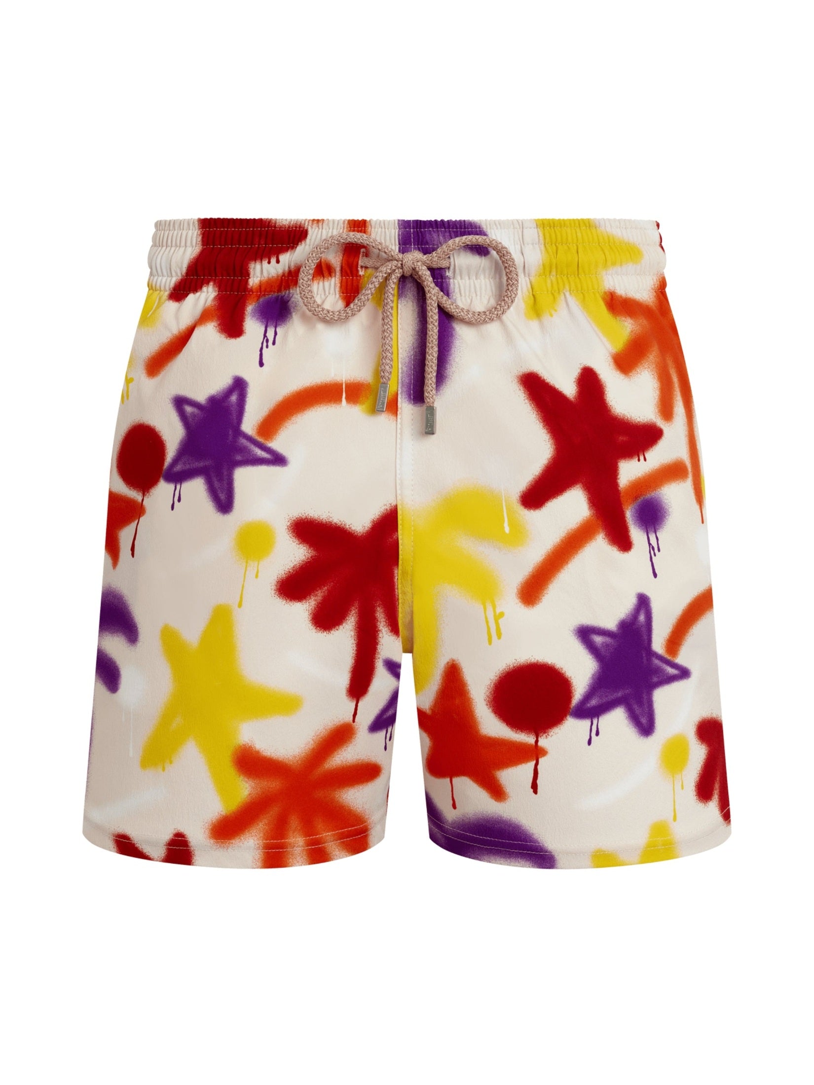 Men stretch short swim shorts spray paint - vbq x palm angels