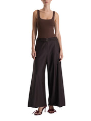 BROWN PLEATED DETAILED TROUSERS