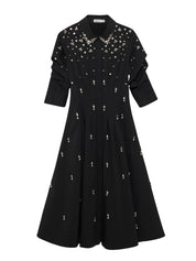 Jazz Embellished Pintuck Midi Dress