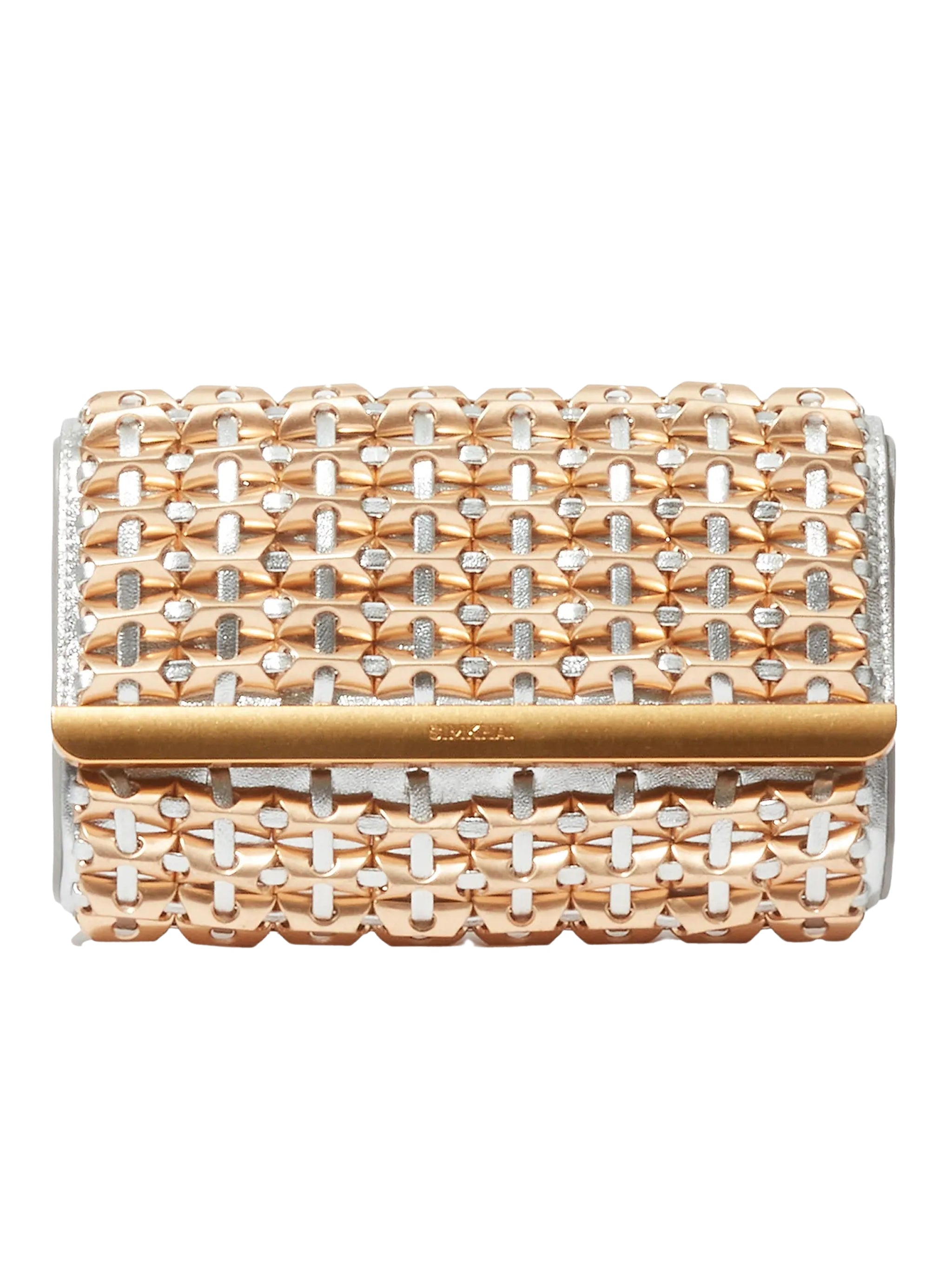 Rola beaded metallic clutch