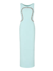 Sleeveless boatneck gown
