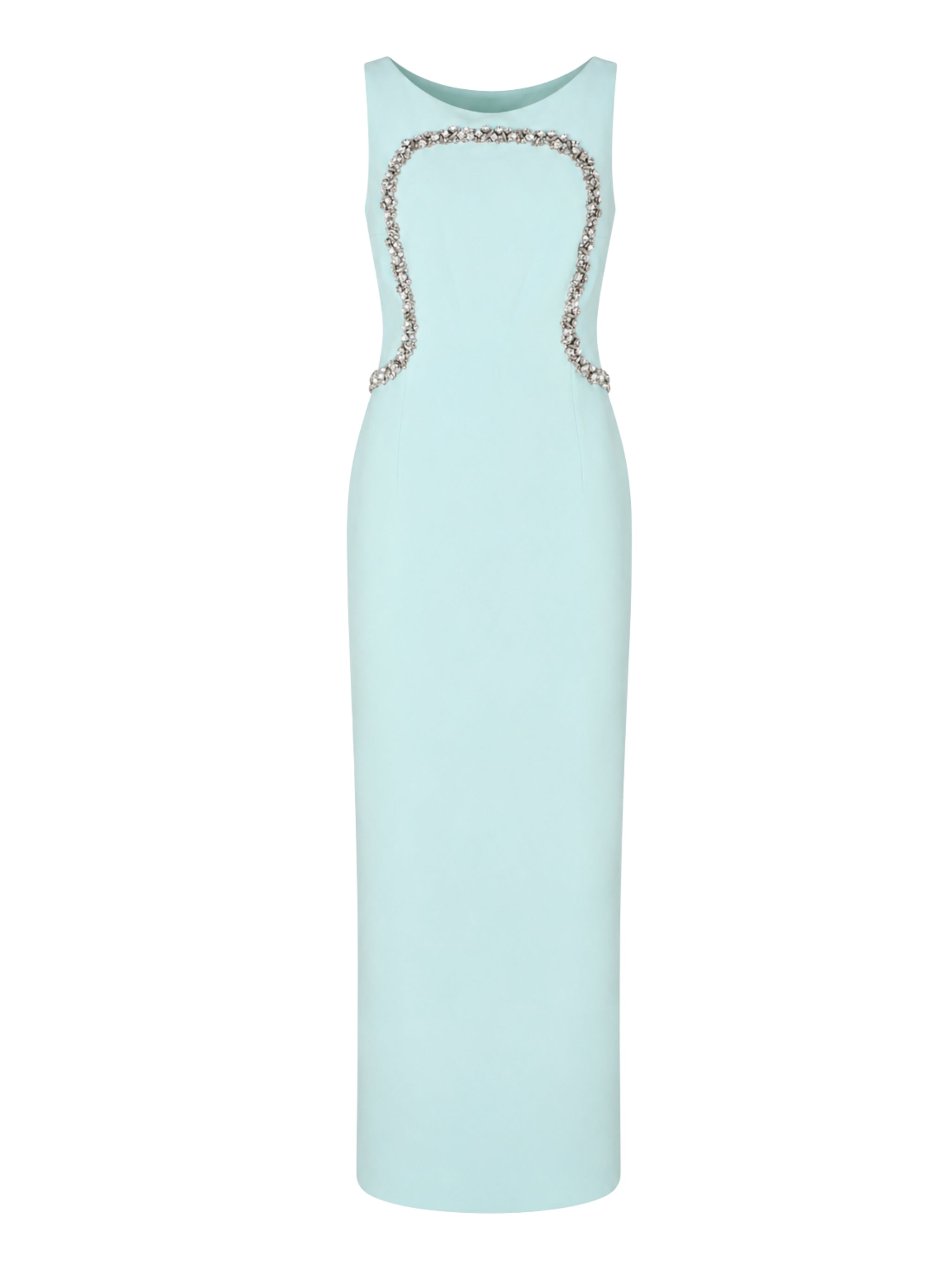 Sleeveless boatneck gown