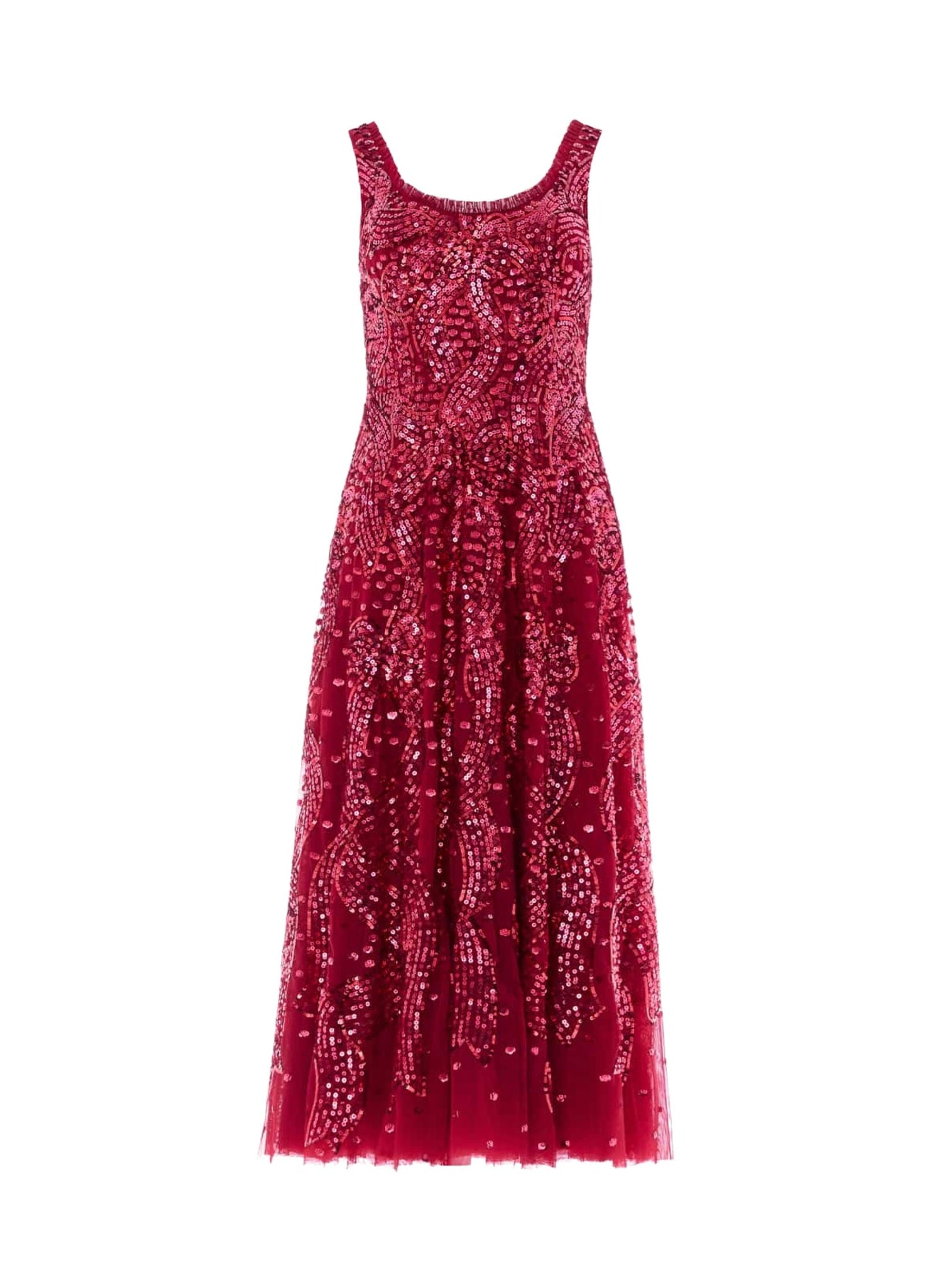 Sequin ribbon scoop neck ballerina dress