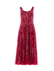 SEQUIN RIBBON SCOOP NECK BALLERINA DRESS