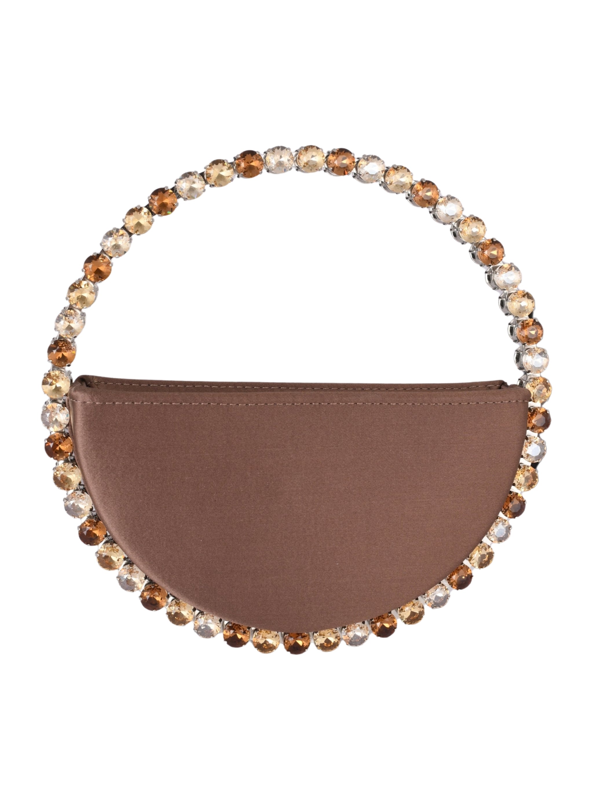 Eternity satin brown round stone-encrusted satin clutch