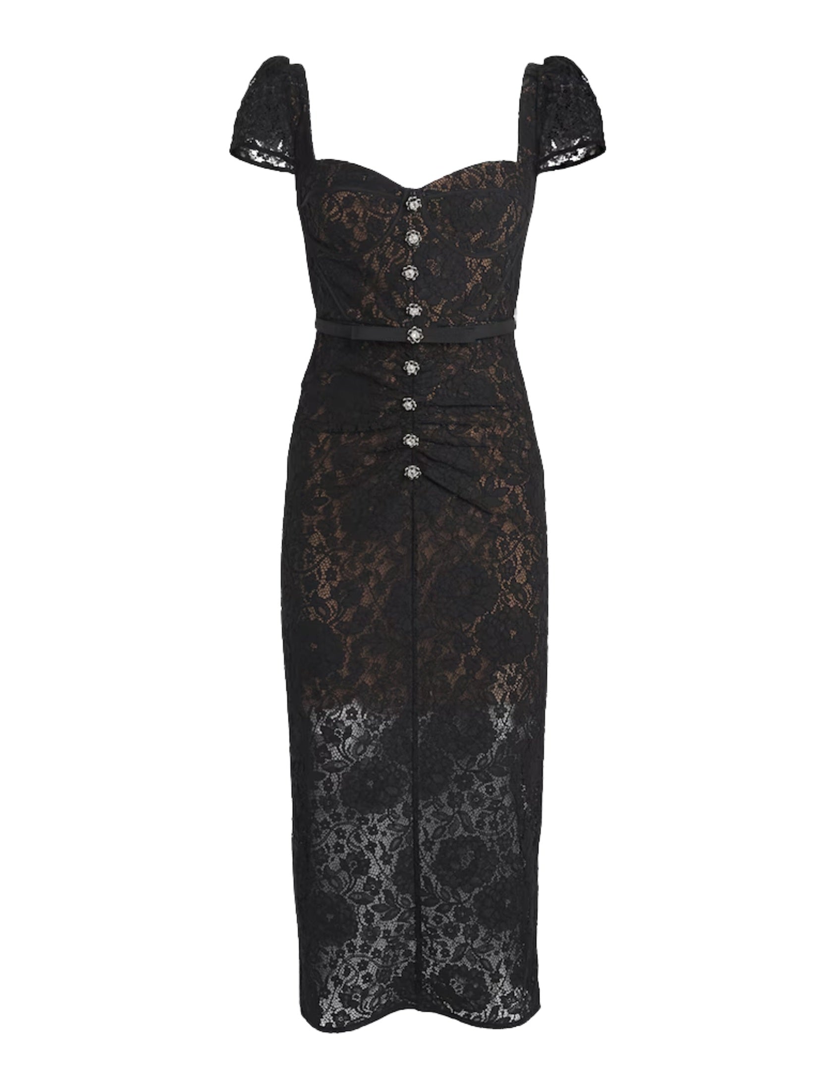 Black sweetheart lace midi dress