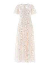 Confetti round neck ankle gown