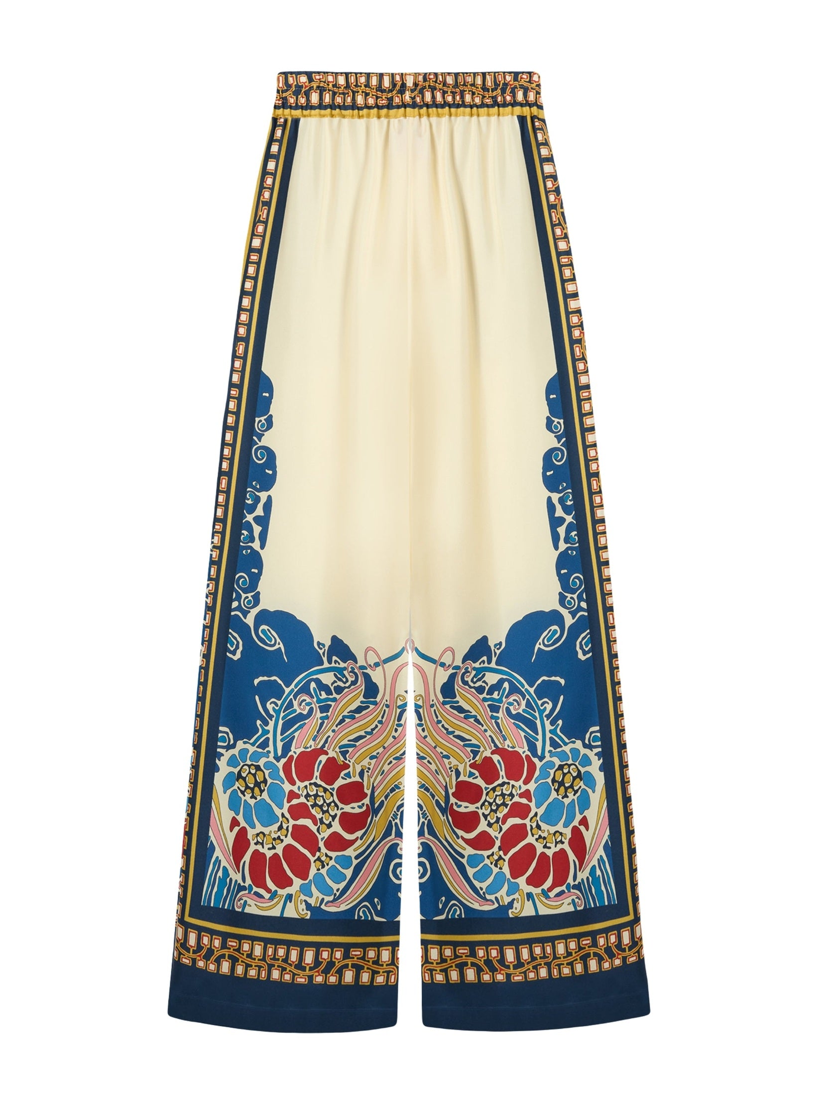 Palazzo pants lemuria placée blue in silk twill