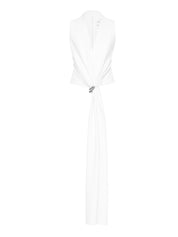 Gilet with a back zipper closure featuring front draping and a premium metal accessory detail
