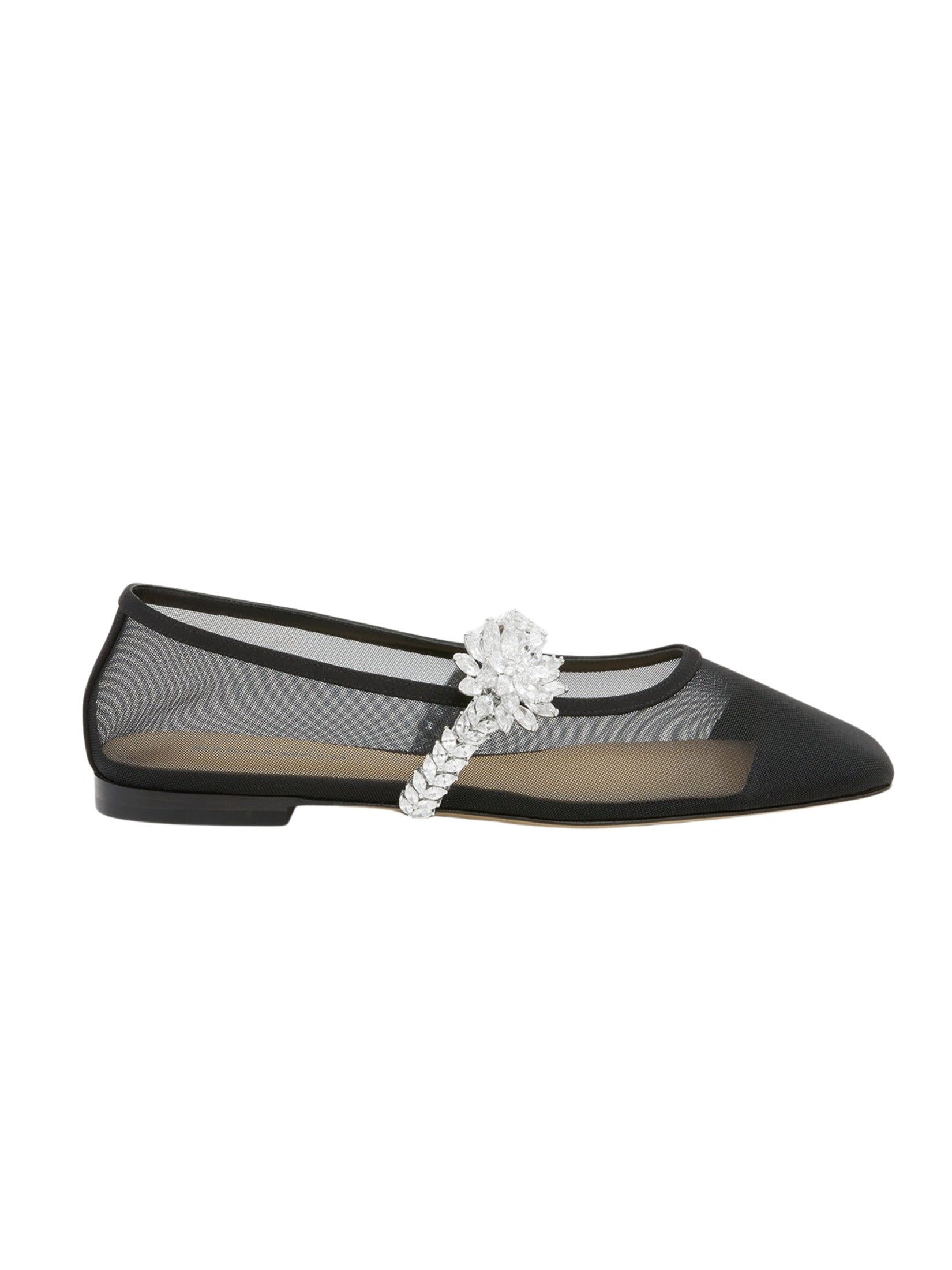 Lotus flower jewelled mesh ballerinas (10mm)