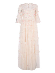 Shimmer ditsy long sleeve gown
