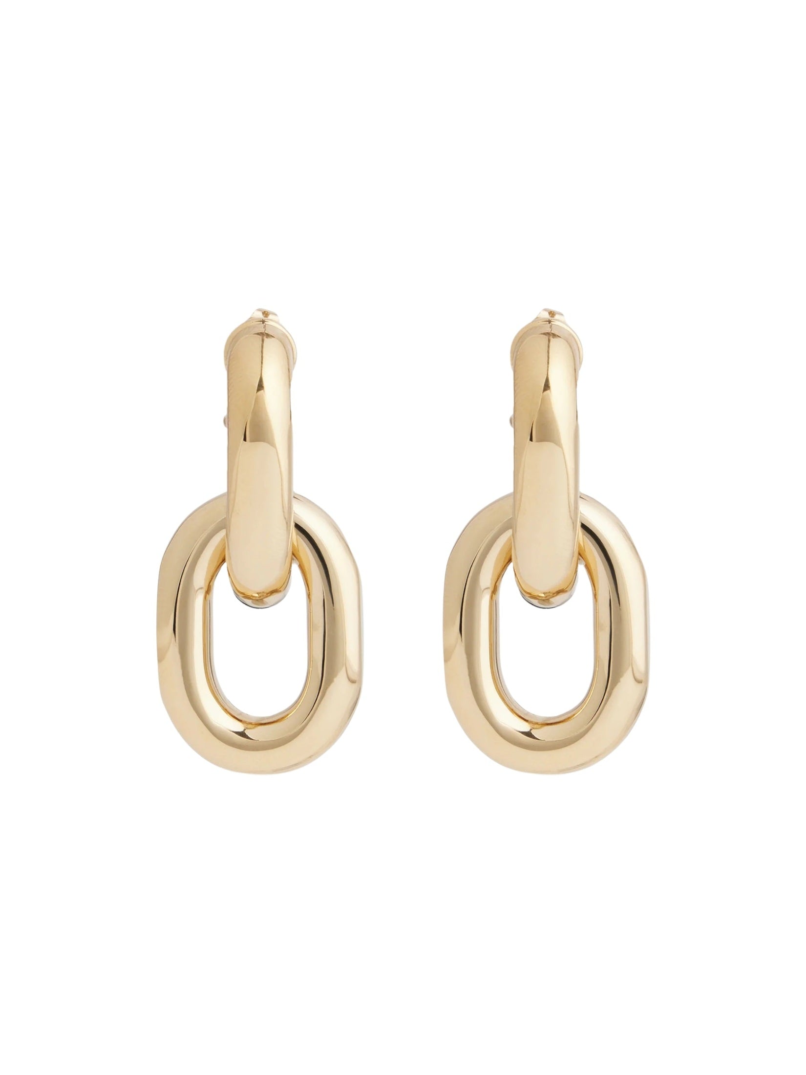 Gold double xl link earrings
