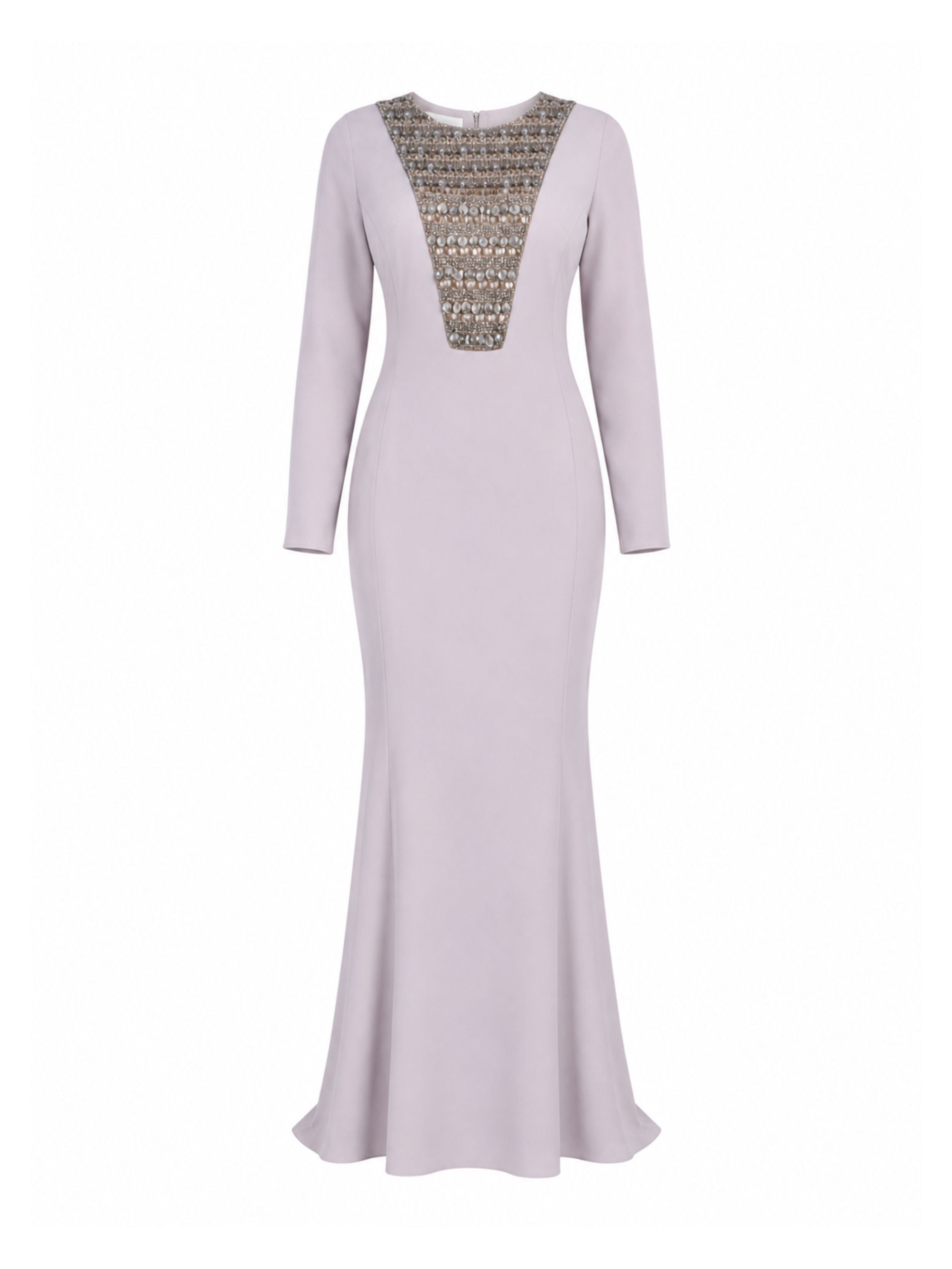 Hand embroiderd chest long sleeves off shoulder dress full cover modest dress fish cut