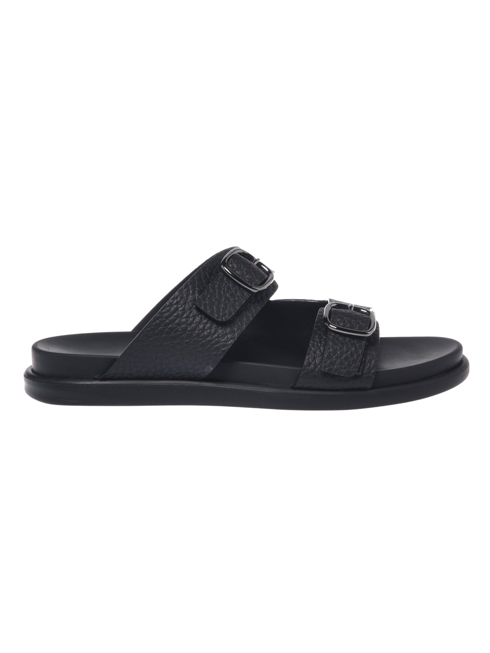 Black tumbled leather mule