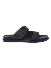 Black tumbled leather mule