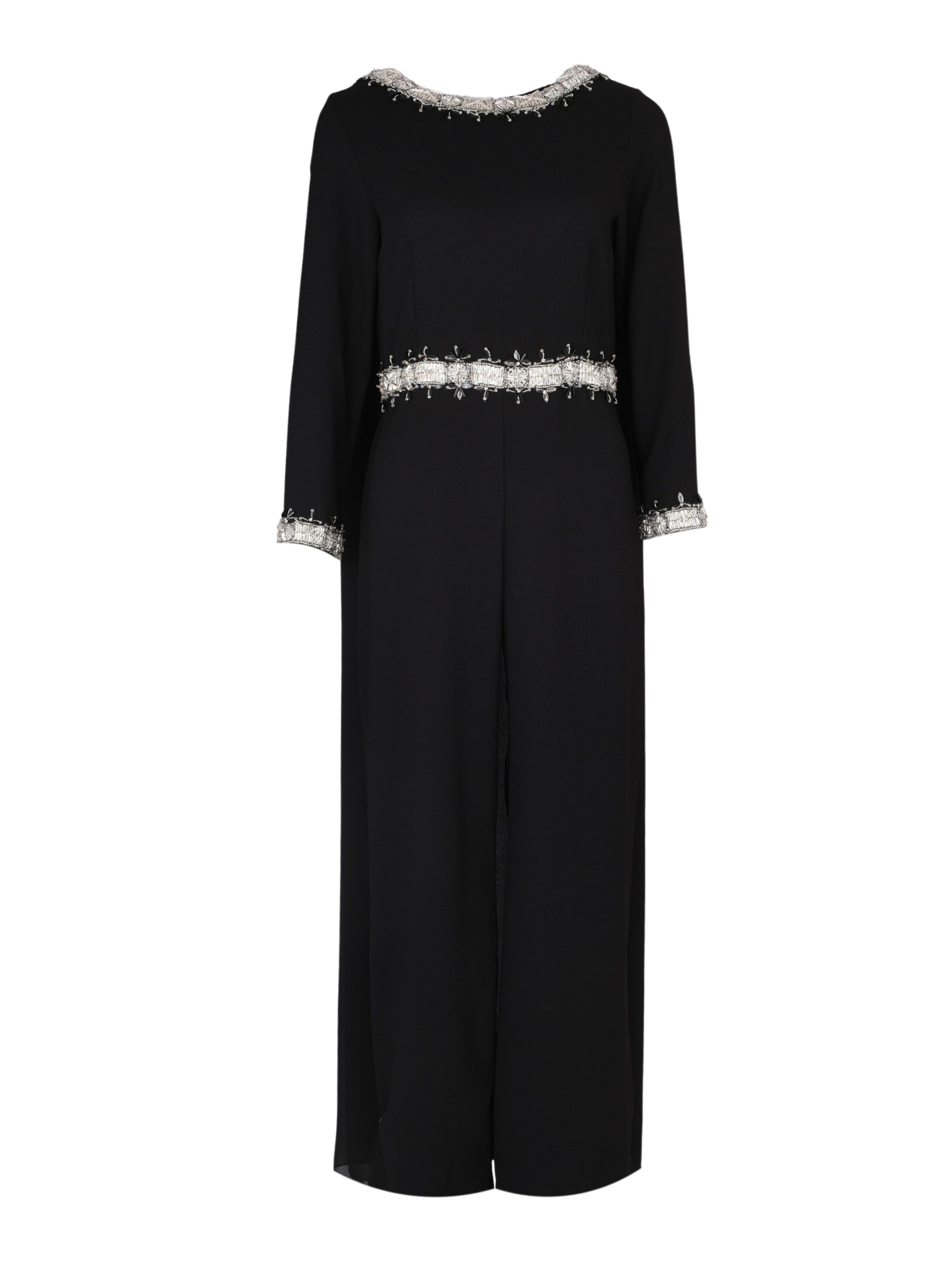 Hand embroiderd  -long sleeve jump suite-waist cut jump suit cape