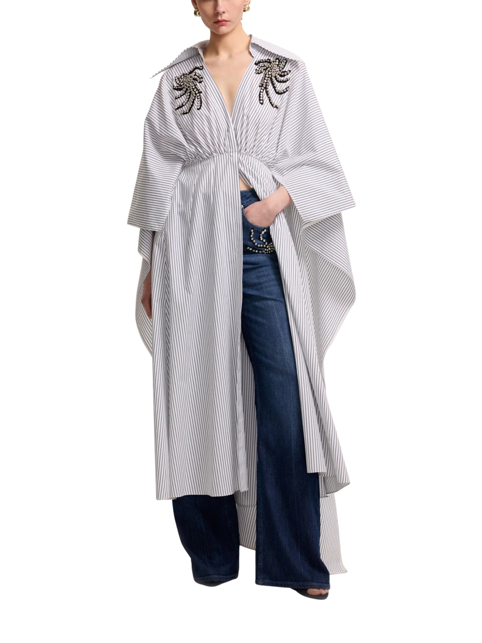 Cape look oversize dress