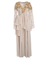 LONG SLEEVES WRAP DRESS WITH LUXE SEQUINS AND CRYSTAL EMBROIDERY