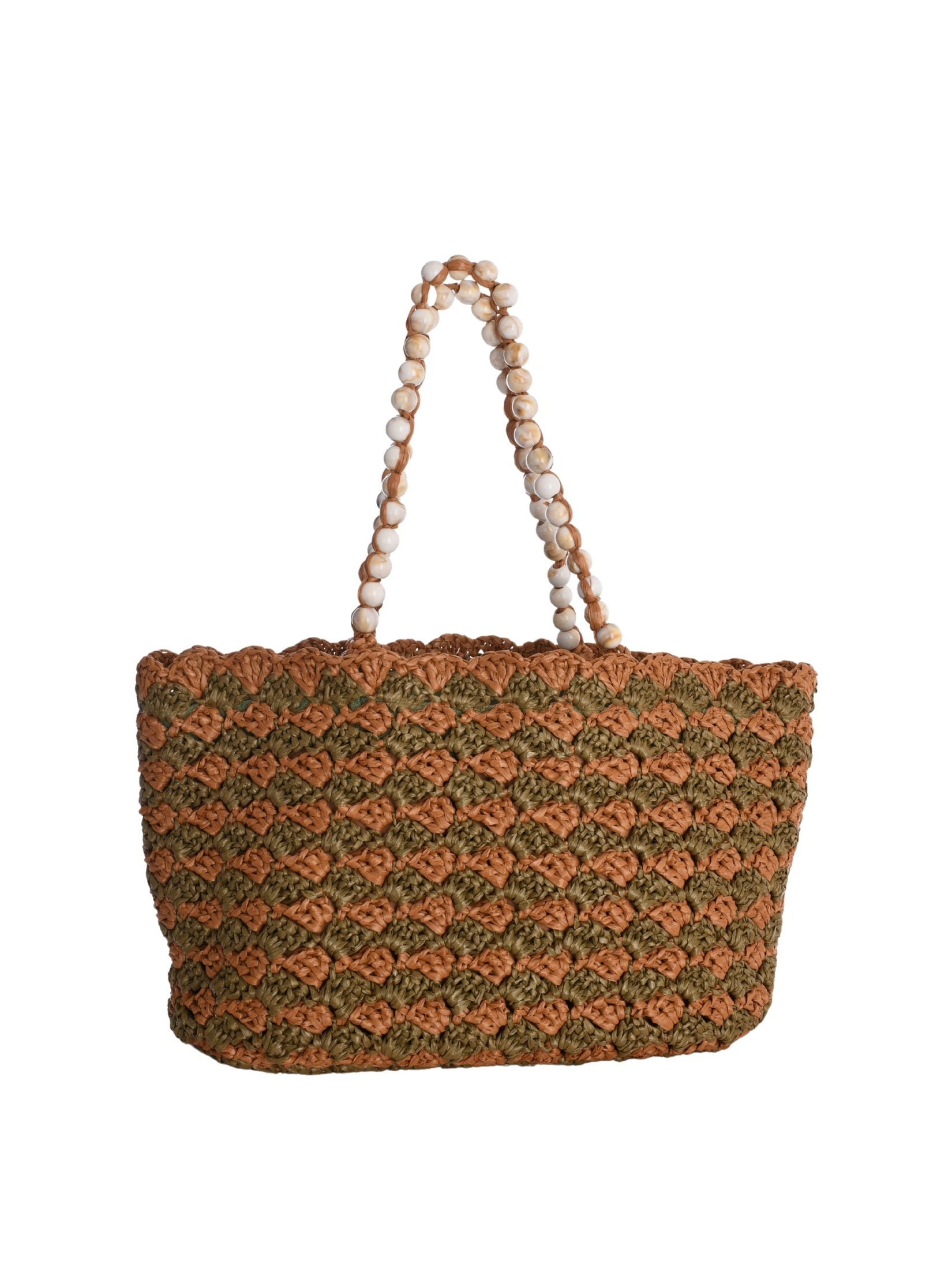 Khaki & brown capri beach bag