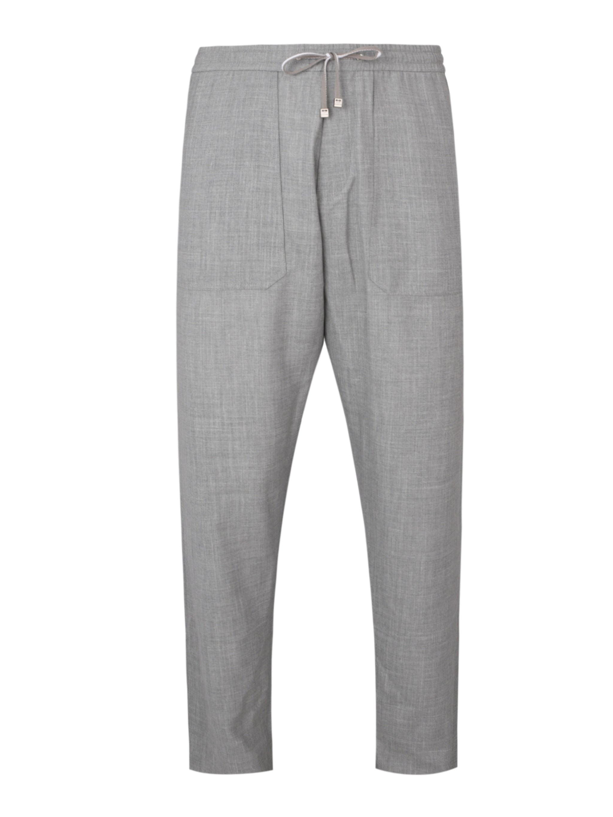 Wool silk linen drawcord pants