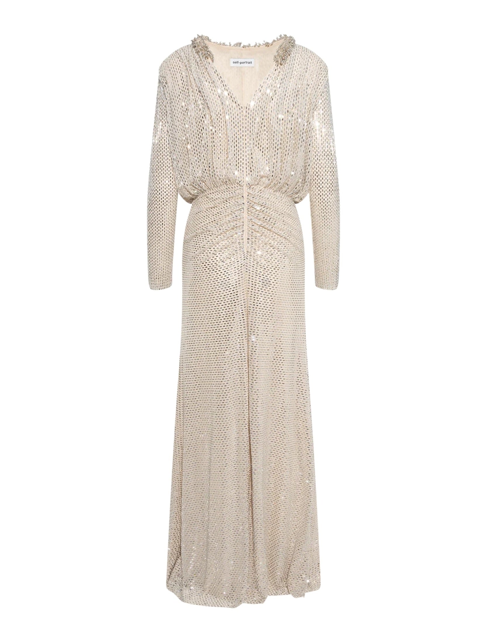 Champagne rhinestone embellished maxi dress