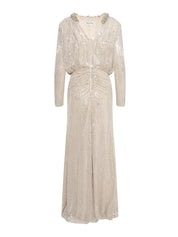 Champagne rhinestone embellished maxi dress