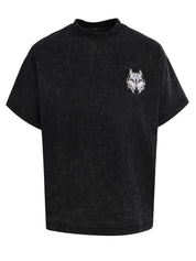 CENMAR WASHED GRAY T-SHIRT WITH WOLF EMBROIDERY