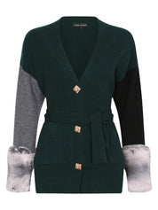 THE TIE DETAIL CUFF CARDIGAN IN EMERALD, STORM AND BLACK