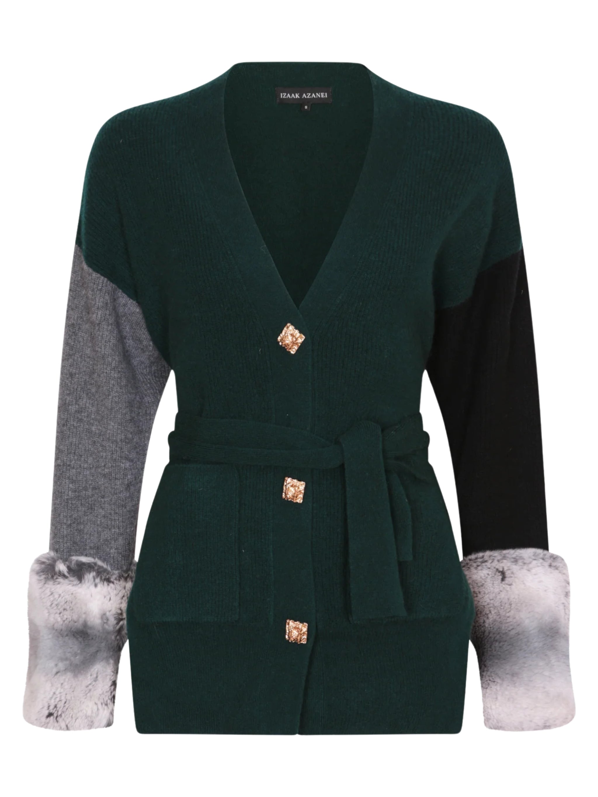 THE TIE DETAIL CUFF CARDIGAN IN EMERALD, STORM AND BLACK