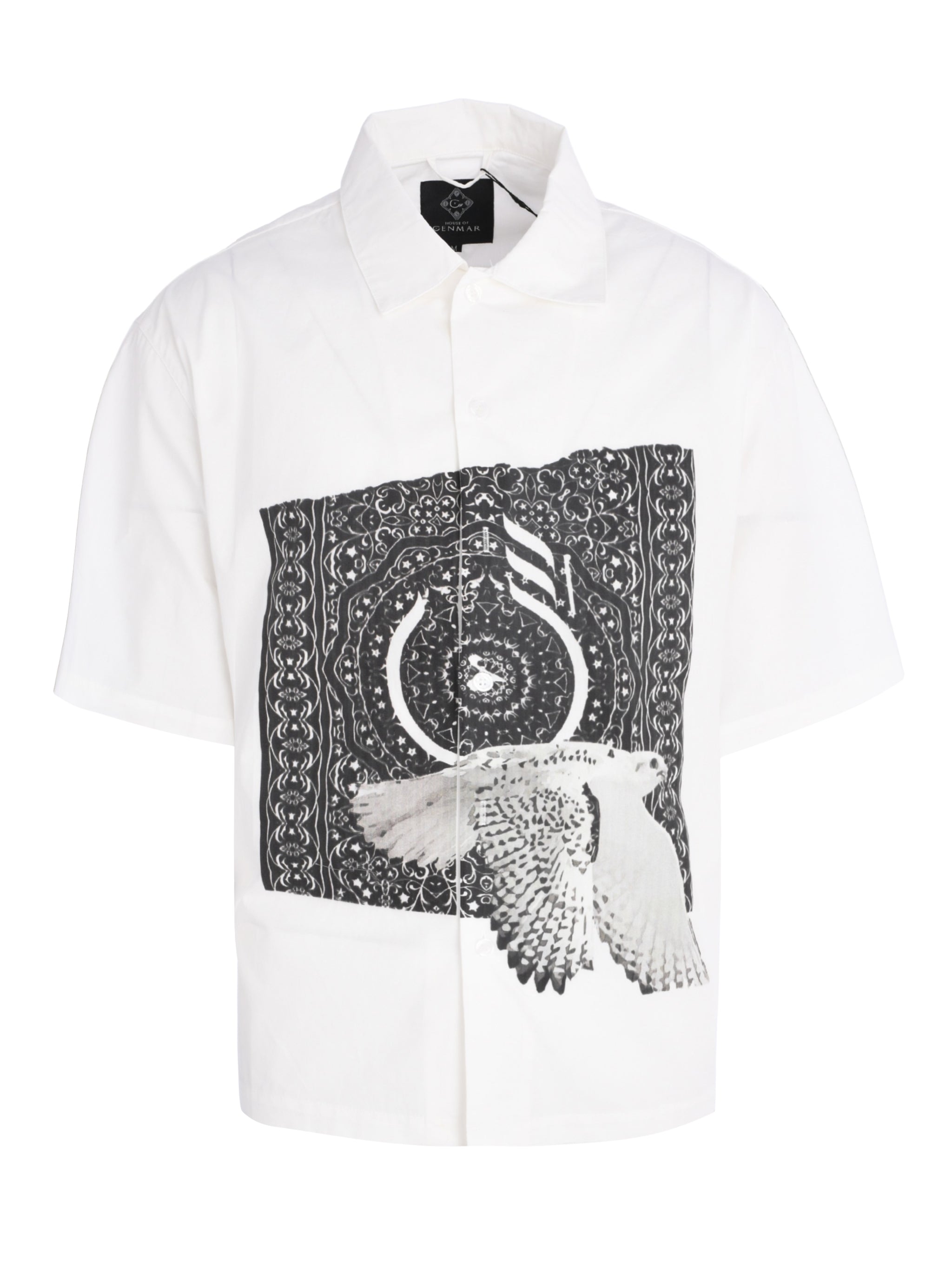 CENMAR WHITE CAPRET ARTWORK FRONT PRINT SHIRT