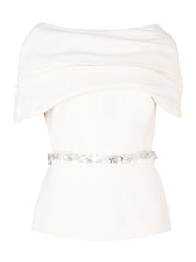 Top with attached pleated cape and peplum