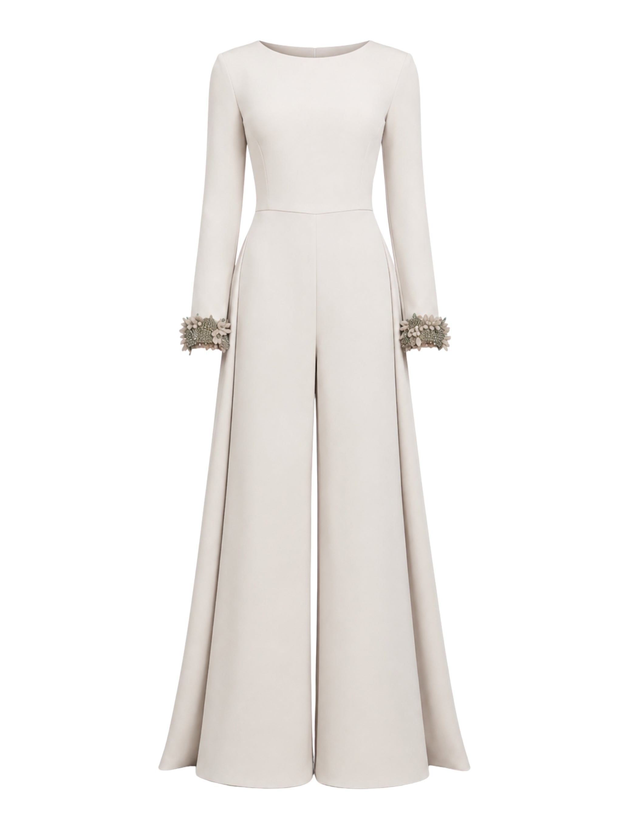 Hand embroiderd 3d flower cape jumpsuit