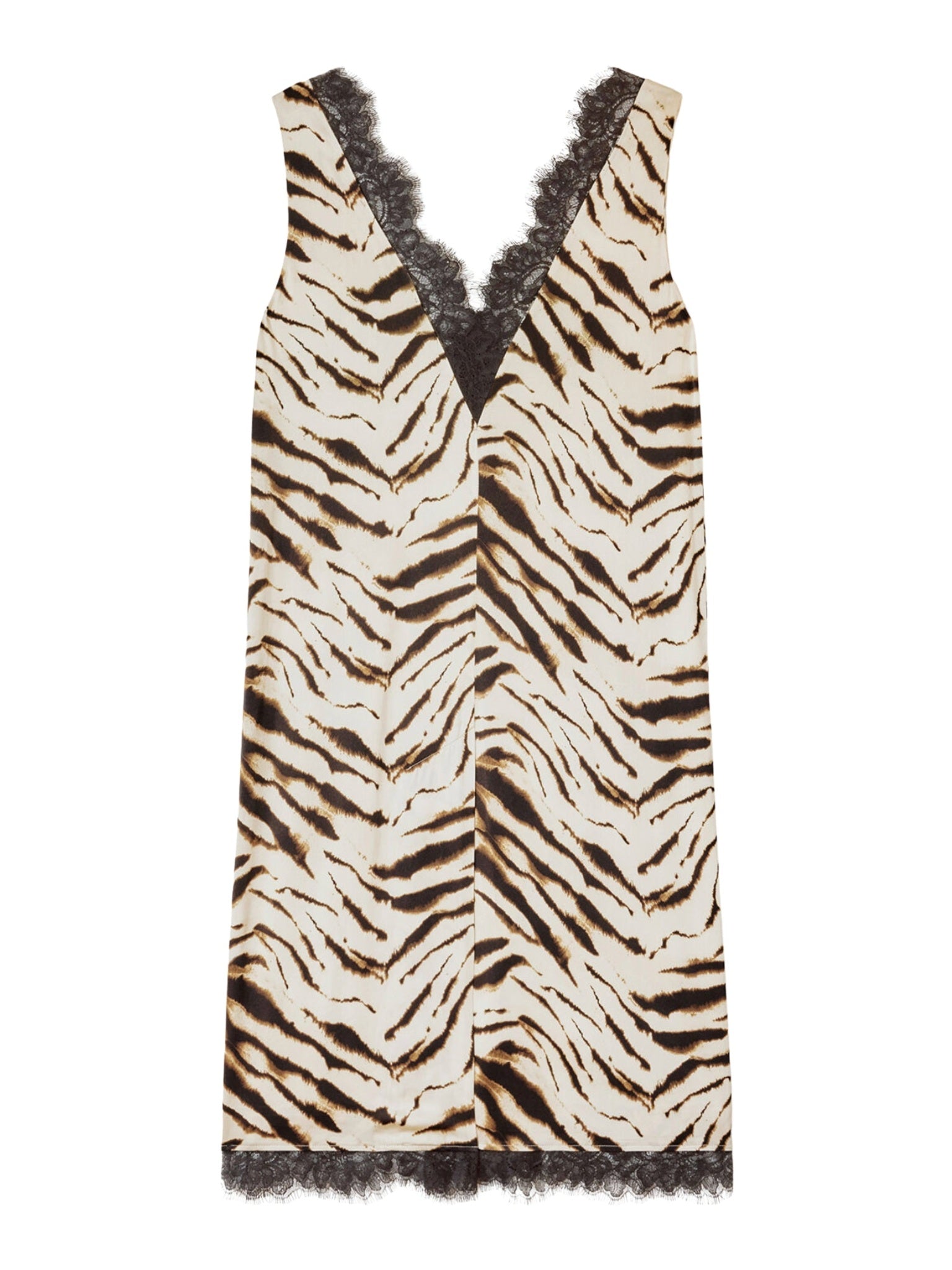 Printed stretch satin v-neck midi dress