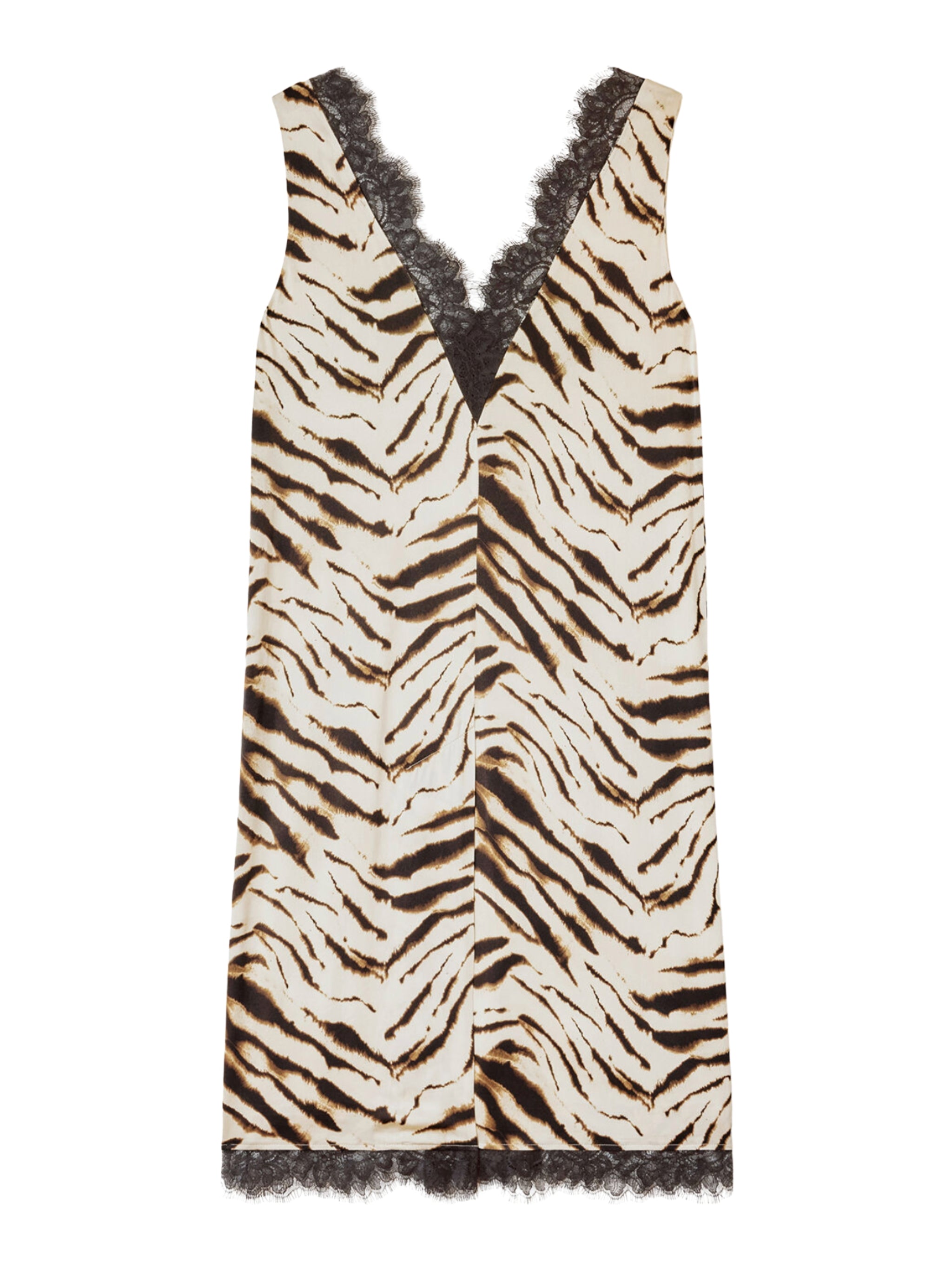 Printed stretch satin v-neck midi dress