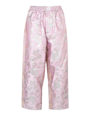 Mix lamejacquard straight fit ankle pants with full elastic waistband pristine