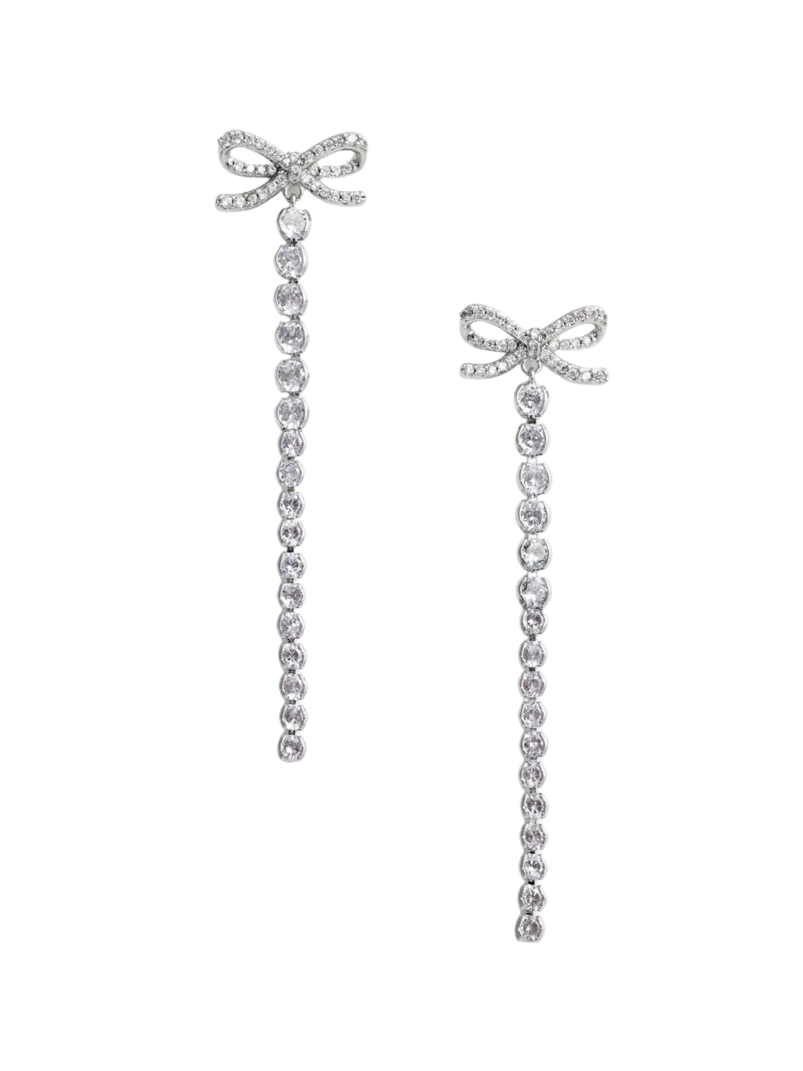 Crystal bow droplet earrings
