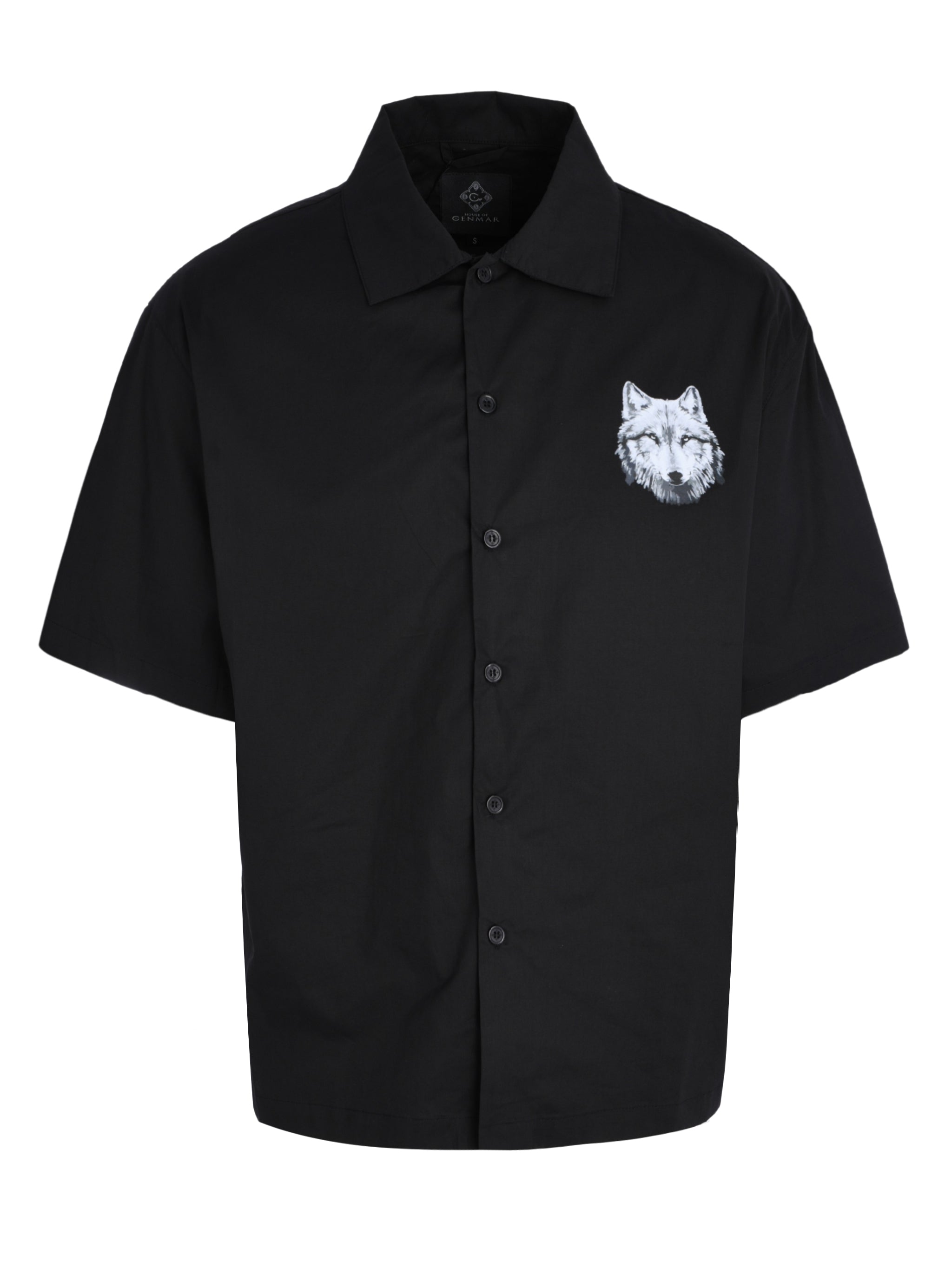 CENMAR BLACK FRONT WOLF PRINT SHIRT