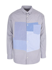 Men's patchwork shirt blue stripe