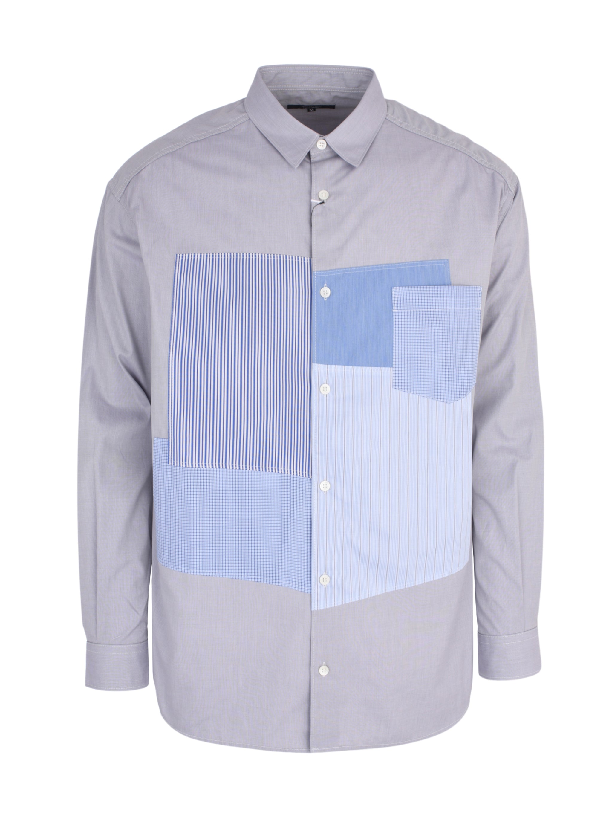 Men's patchwork shirt blue stripe