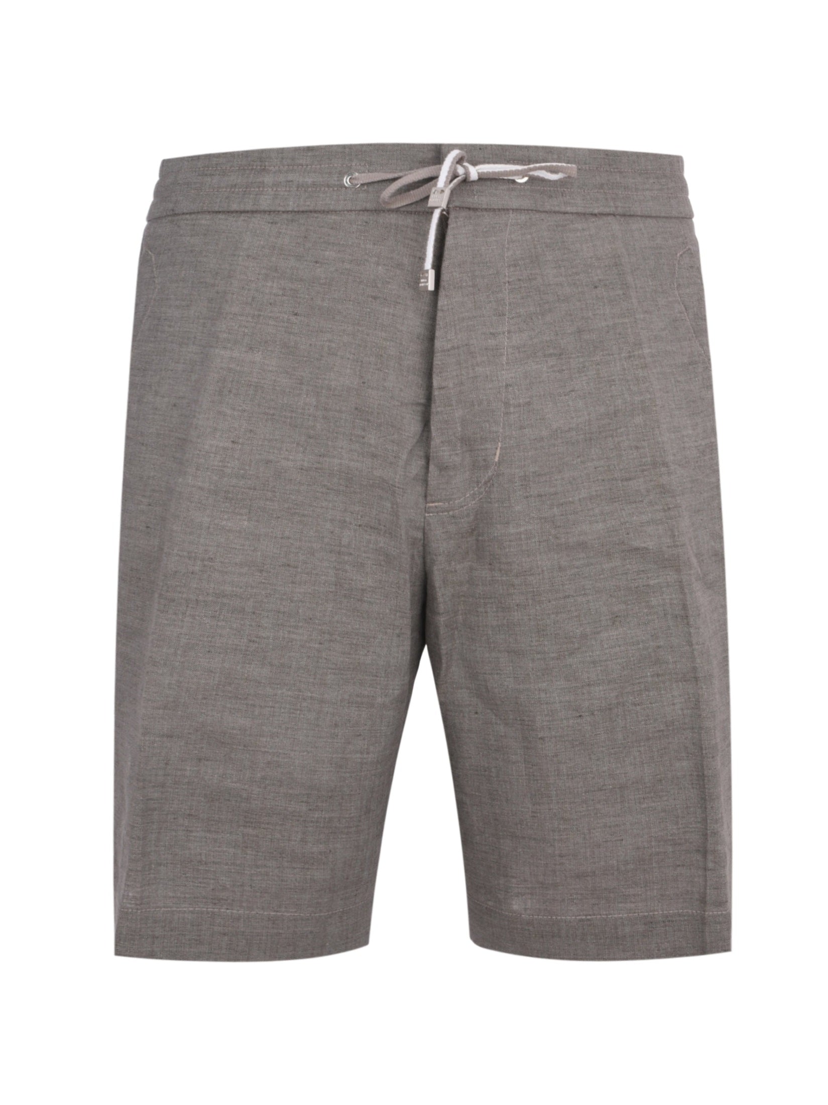 Linen short pants double pleats