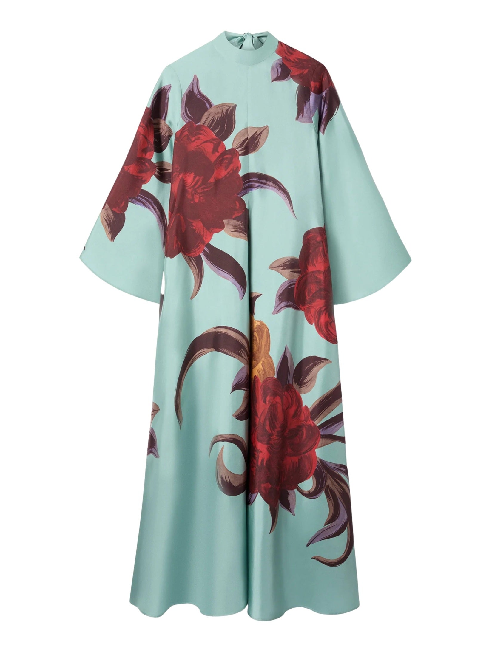 Magnifico dress peony placée light blue in silk twill