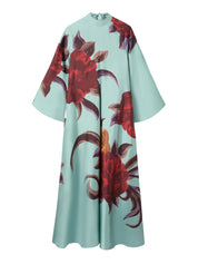 Magnifico Dress Peony Placée Light Blue In Silk Twill