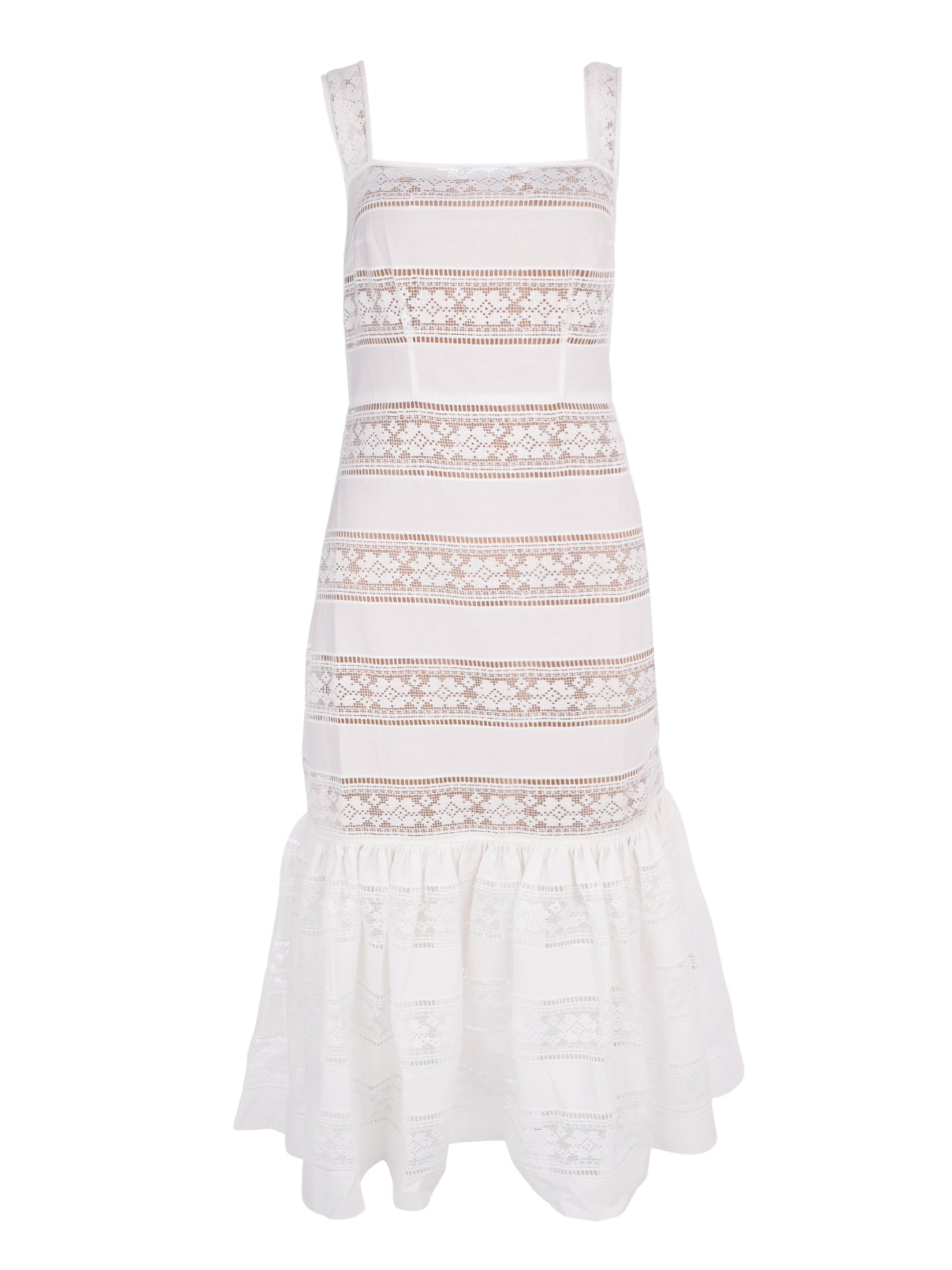 flower embroidered dress Rubaiyat – White cotton embroidered midi dress