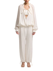 ZIPPERED GATHERED DETAIL BLOUSE