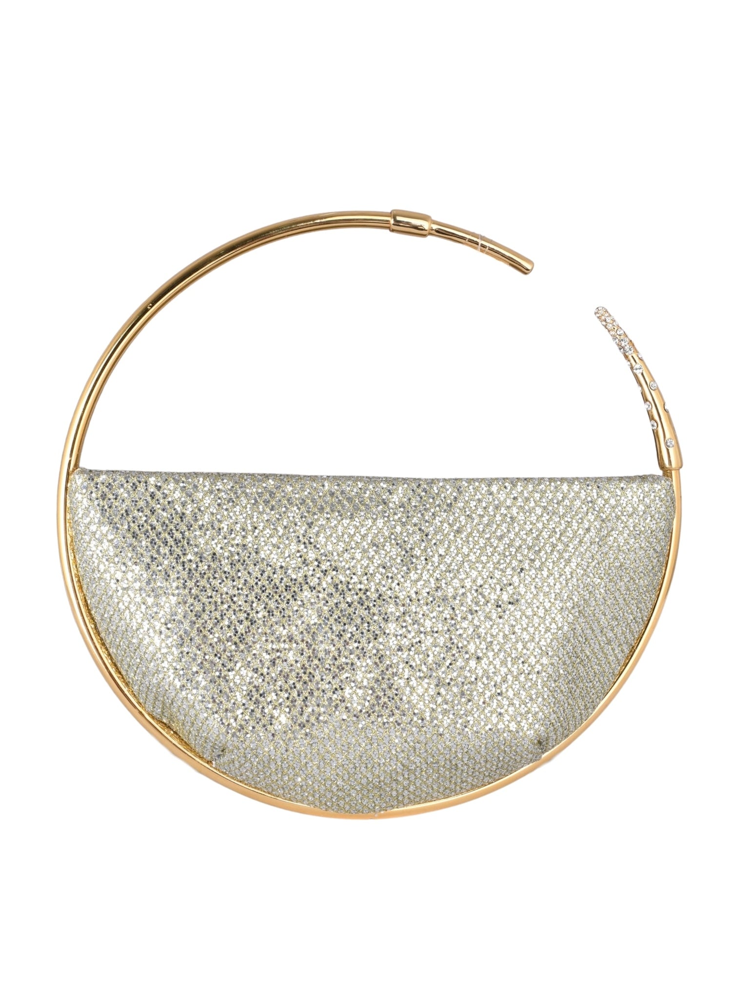 Key eternity lace glitter gold round glitter clutch
