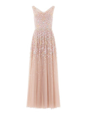 Versailles ditsy cowl neck gown
