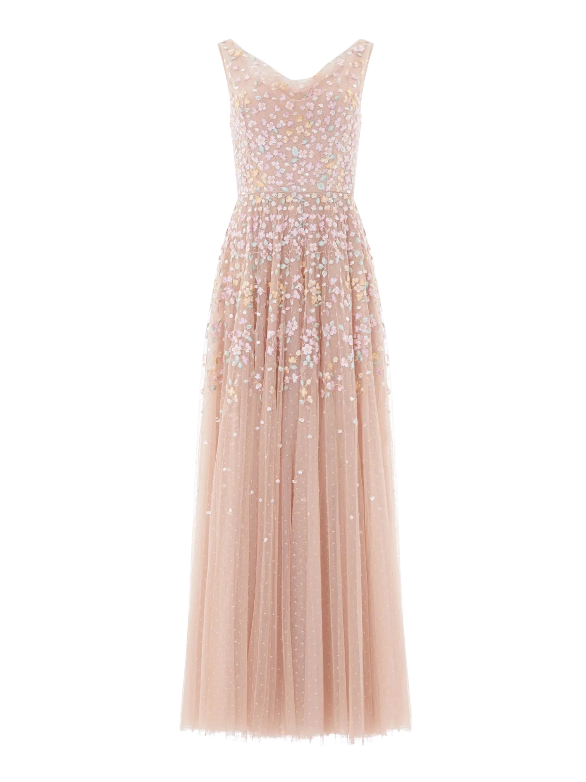 Versailles ditsy cowl neck gown